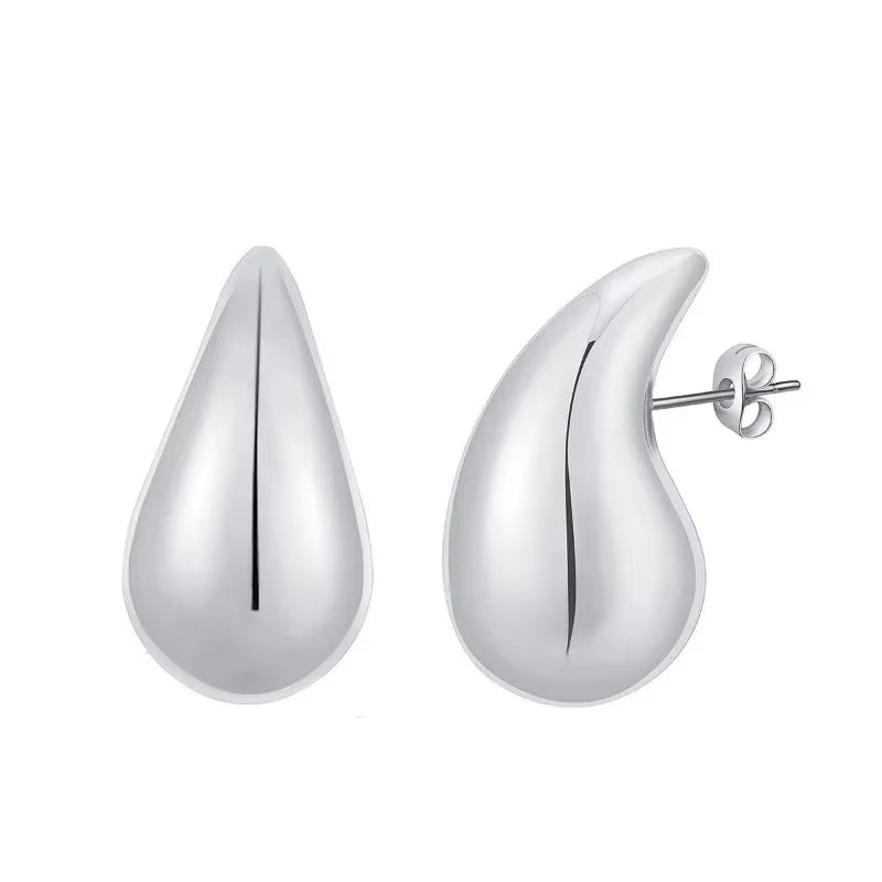 2024 New Trendy Plate Gold Color Chunky Waterdrop Dupes Drop Earrings for Women Personality Glossy Teardrop Earring Jewelry Gift