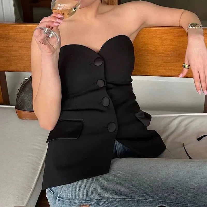Black White Crop Top Women off Shoulder Corset Tube Tops Woman 2024 Summer Backless Vest Top Sexy Strapless Tank Top