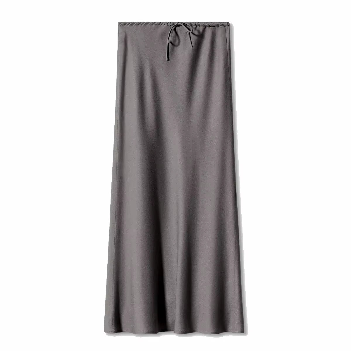 Grey High Waist Skirts for Women Fashion Temperament Elegant Black Satin Skirt Classics Versatile Slim Long Skirt Summer New