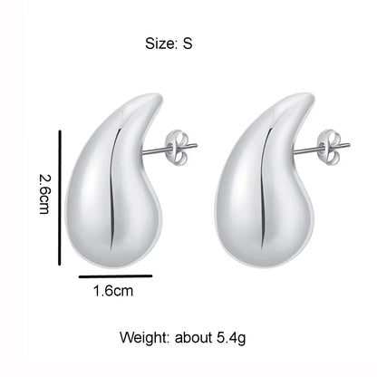 2024 New Trendy Plate Gold Color Chunky Waterdrop Dupes Drop Earrings for Women Personality Glossy Teardrop Earring Jewelry Gift