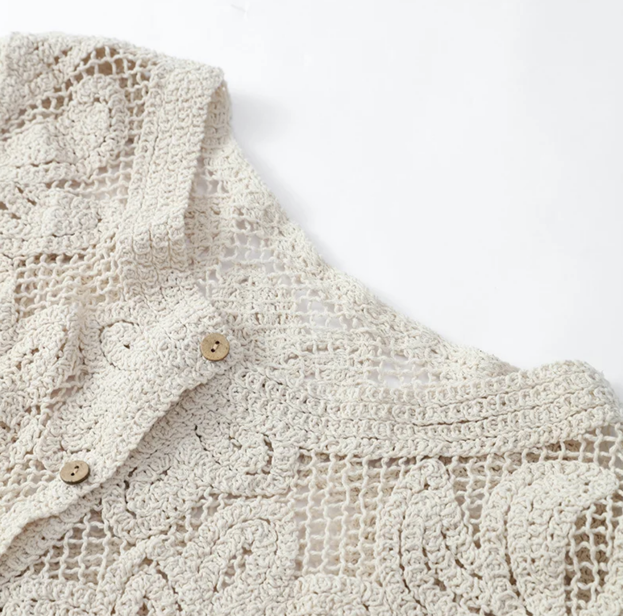 Elegant Beige Casual Hollow Out Shirts Women'S Vintage Hook Floral Lace Long Sleeve Button Blouse French Tops Blouses Clothes