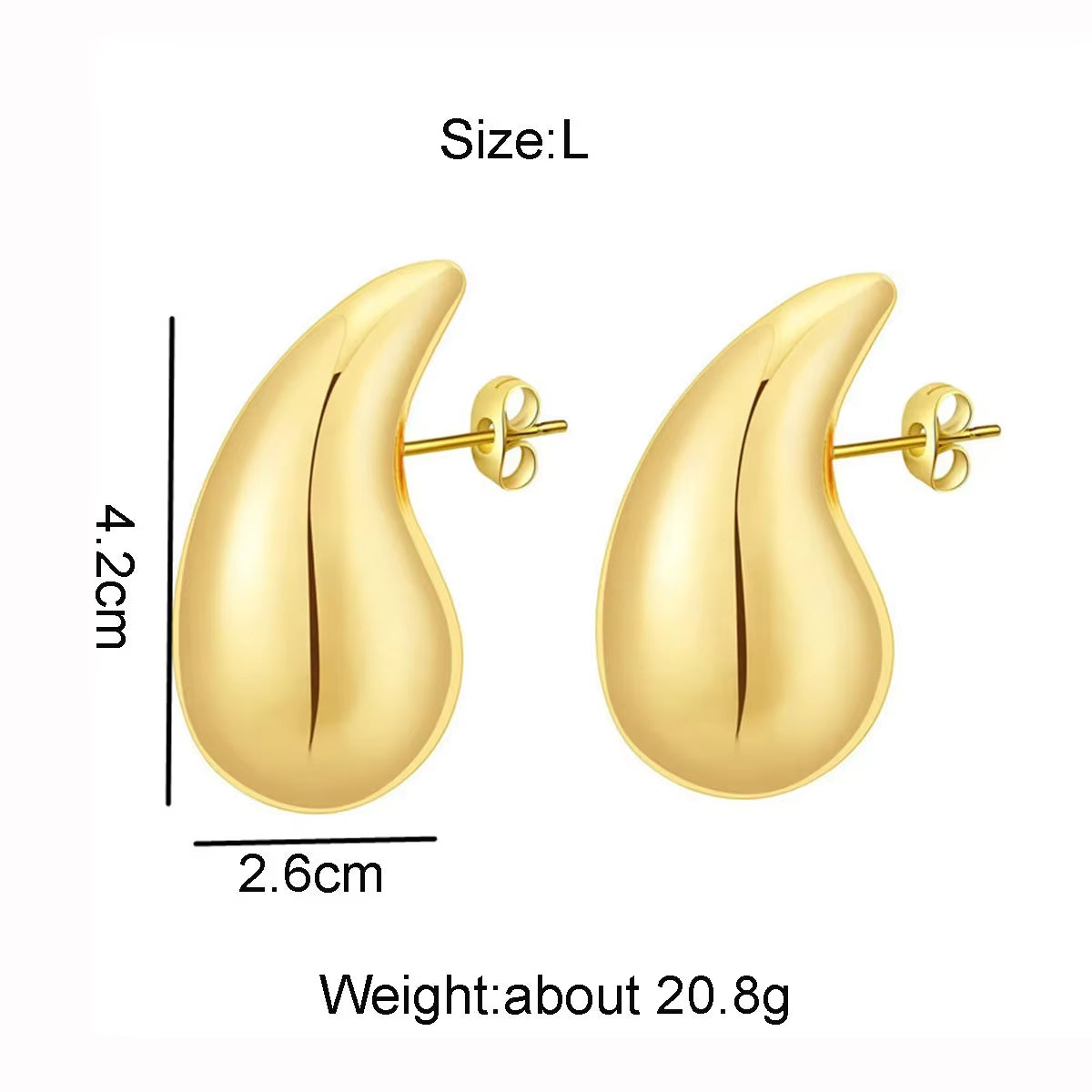 2024 New Trendy Plate Gold Color Chunky Waterdrop Dupes Drop Earrings for Women Personality Glossy Teardrop Earring Jewelry Gift