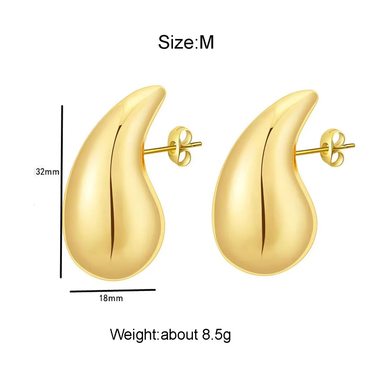 2024 New Trendy Plate Gold Color Chunky Waterdrop Dupes Drop Earrings for Women Personality Glossy Teardrop Earring Jewelry Gift