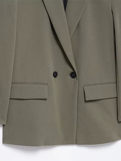 Casual Loose Blazer Women Solid Lapel Long Sleeve Pocket Buttons All-Match Coats Female 2025 Spring Fashion Office Lady Outwear