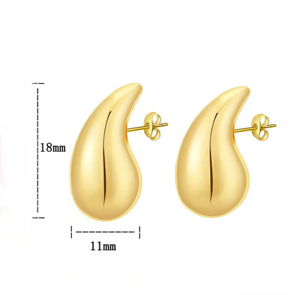 2024 New Trendy Plate Gold Color Chunky Waterdrop Dupes Drop Earrings for Women Personality Glossy Teardrop Earring Jewelry Gift