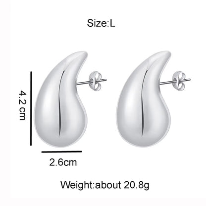 2024 New Trendy Plate Gold Color Chunky Waterdrop Dupes Drop Earrings for Women Personality Glossy Teardrop Earring Jewelry Gift