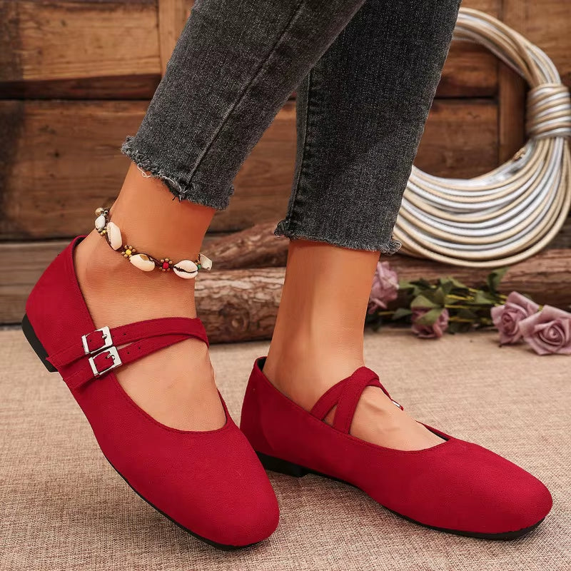 Mary Jane Buckle Strap Ballet Flats Women Shoes Shallow Casual Leopard Print Comfortable Square Toe Flat Shoes for Women Zapatos