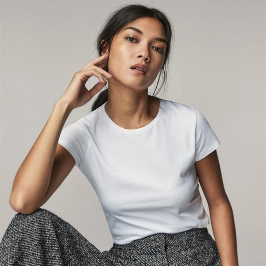 MRMT 2025 Brand New 100% Cotton Women'S T-Shirts Short Sleeves Solid Color Women T Shirt for Female T-Shirt Tops Woman Tshirt