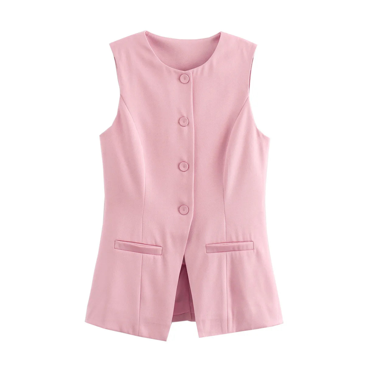 2024 White Sleeveless Vest Women Button Summer Vests for Women Jackets Pink Vest Top Women Streetwear Women'S Tailored Vest