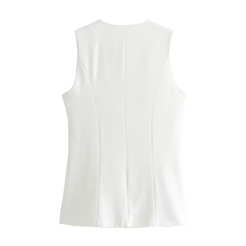 2024 White Sleeveless Vest Women Button Summer Vests for Women Jackets Pink Vest Top Women Streetwear Women'S Tailored Vest