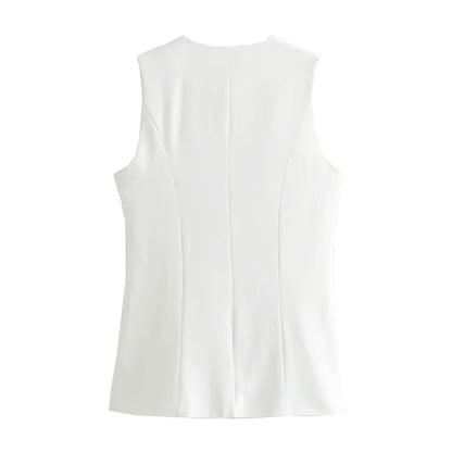 2024 White Sleeveless Vest Women Button Summer Vests for Women Jackets Pink Vest Top Women Streetwear Women'S Tailored Vest