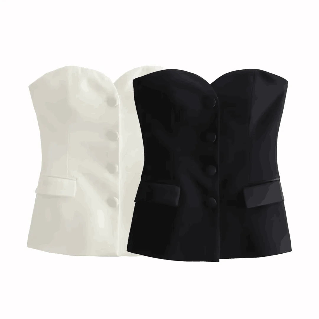 Black White Crop Top Women off Shoulder Corset Tube Tops Woman 2024 Summer Backless Vest Top Sexy Strapless Tank Top