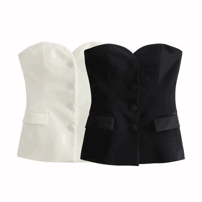 Black White Crop Top Women off Shoulder Corset Tube Tops Woman 2024 Summer Backless Vest Top Sexy Strapless Tank Top