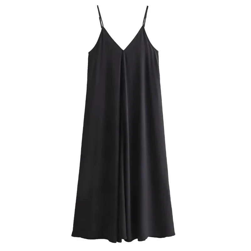 Slip Dress Women 2024 Summer Women'S Loose Dresses Sleeveless Thin Straps Black Long Dresses Backless Beach Holiday Dresses