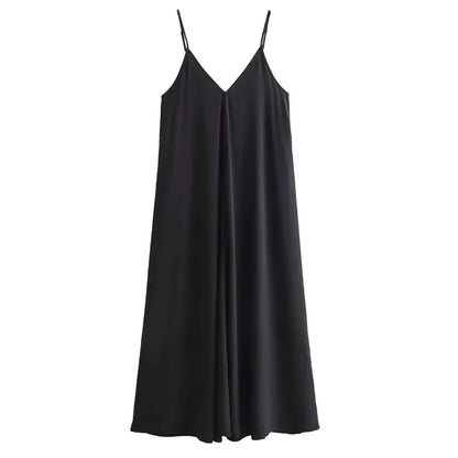 Slip Dress Women 2024 Summer Women'S Loose Dresses Sleeveless Thin Straps Black Long Dresses Backless Beach Holiday Dresses