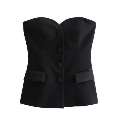Black White Crop Top Women off Shoulder Corset Tube Tops Woman 2024 Summer Backless Vest Top Sexy Strapless Tank Top