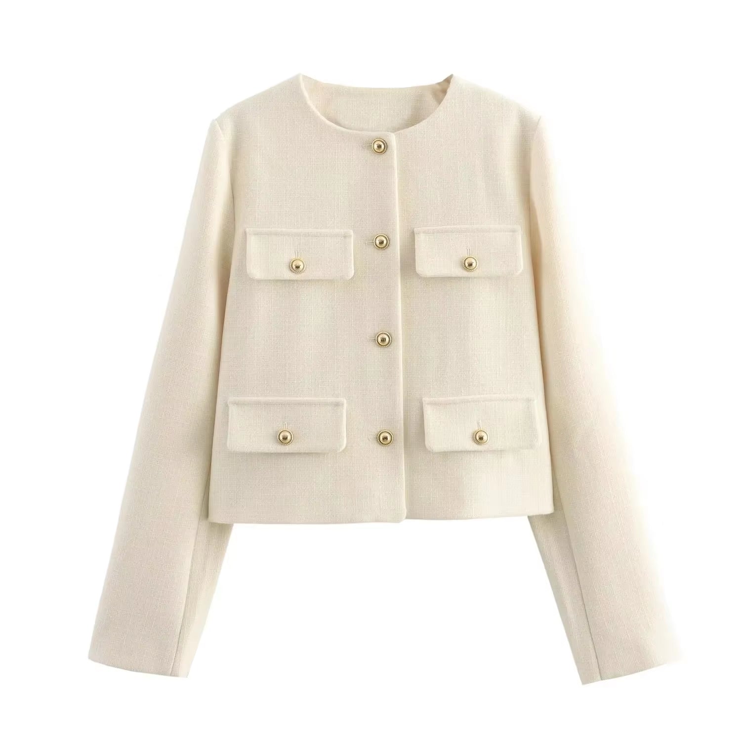 2025 New Woman Jackets Outerwears Long Sleeve Cropped Fashion Jacket for Women Button Short Coats Elegant Women'S Coat