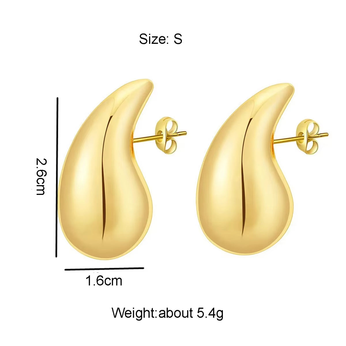 2024 New Trendy Plate Gold Color Chunky Waterdrop Dupes Drop Earrings for Women Personality Glossy Teardrop Earring Jewelry Gift