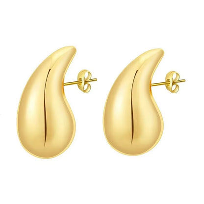 2024 New Trendy Plate Gold Color Chunky Waterdrop Dupes Drop Earrings for Women Personality Glossy Teardrop Earring Jewelry Gift