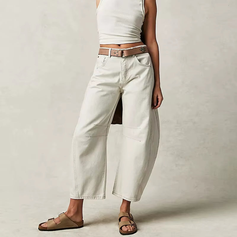 Wide Leg Jeans Woman Casual Loose Y2K Low Waist Denim Pants Boyfriend Cropped Barrel Baggy Jeans with Pockets Denim Jeans